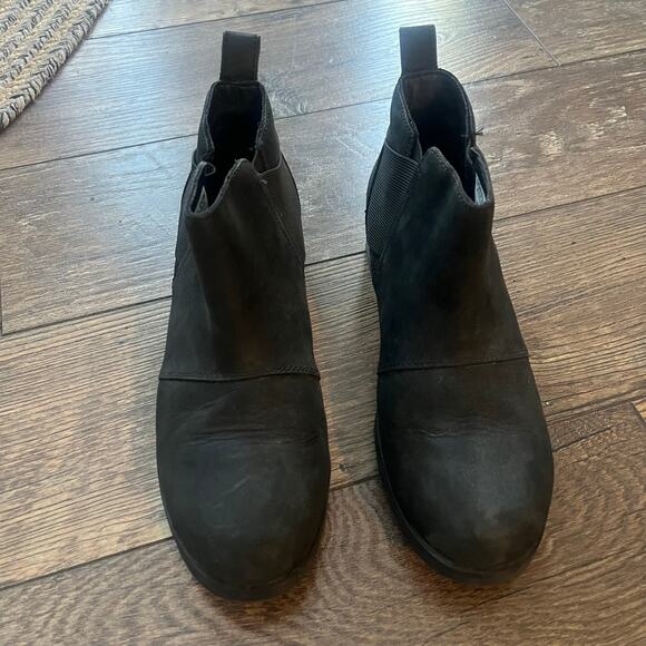 Sorel Emelie Black Chelsea Low Heel Bootie Waterproof Leather Women's Size 8 - Picture 3 of 7